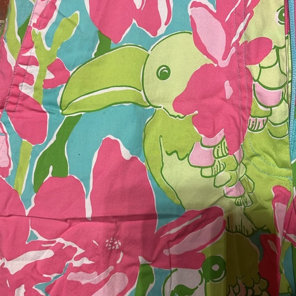 Lilly Pulitzer Parrots in Paradise Pink & Green Wide Leg Pants Women's 0 - Picture 2 of 4